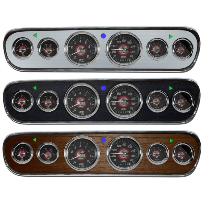Stewart-Warner 1965-1966 Mustang 6-Gauge Set Red Power Series Mechanical w/  Bezel