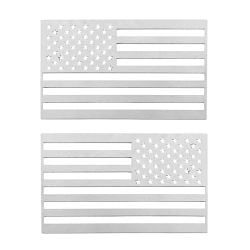 American Car Craft American Flag Emblem 3-1/2" X 6" Stainless Steel Polished Pair