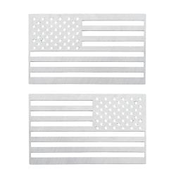 American Car Craft American Flag Emblem 3-1/2" X 6" Stainless Steel Brushed Pair