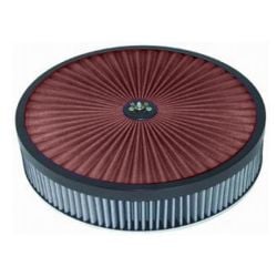 CJ Classics Air Cleaner Superflow Black Round 14" x 3" With Red Washable Filter/Recessed Base