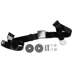 Seat Belt With Chrome Lift Latch Black Bronco 1966-1977