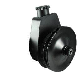 Borgeson Power Steering Pump Saginaw Self-Contained With Straight Return Tube/ Black Powder-Coated Reservoir