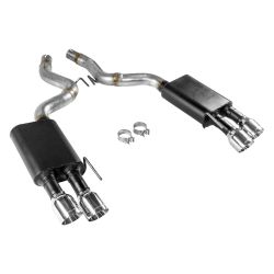 Flowmaster Axle-Back Exhaust System American Thunder Stainless Steel 3" With 4" Polished Quad Exhaust Tips Without Active Exhaust Mustang GT 2018-2023