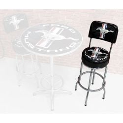 Barstool With Backrest Ford Mustang Tri-Bar Running Horse