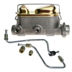 Dual Bowl Master Cylinder Conversion Kit Non Power Disc Brakes Stainless OE Lines Mustang 1965-1966