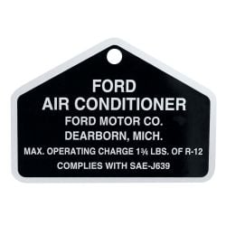 CJ Classics Air Conditioning Compressor Tag Ford Licensed