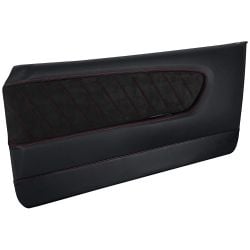 TMI Door Panel Sport R Pair Black With Red Stitching Mustang 1965-1966