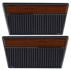 Door Panel Deluxe With Woodgrain Inserts Black Pair Bronco 1968-1977