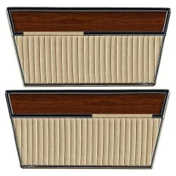 Door Panel Deluxe With Woodgrain Inserts Parchment Pair Bronco 1968-1977
