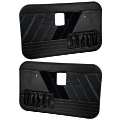 TMI Door Panel Sport R Black With Blue Stitching Pair F-100 1968-1972