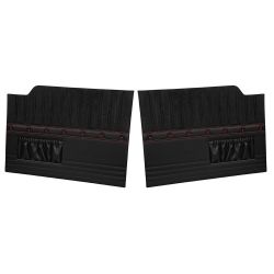 TMI Door Panel Sport XR Black With Red Stitching And Black Grommets Pair F-100 1953-1955