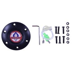 VSW Horn Button 6-Bolt Black w/ Cobra Logo Mustang 1965-1973