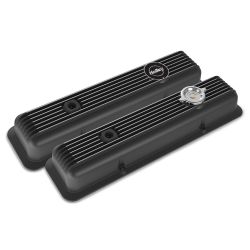 Holley Valve Covers Muscle Series Finned Black Finish Chevrolet Small Block