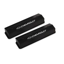 Holley Valve Cover Track Series Black Fabricated Aluminum Tall Pair For Center Bolt Small Block Chevrolet 305/ 307/ 327/ 350 1987-1997
