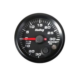 Holley Analog Style Boost/Vacuum Gauge 2 1/16 Black