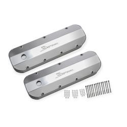 Holley Valve Cover Sniper Fabricated Aluminum Silver With 1/4" Thick Billet Rail Pair Big Block Chevrolet 396-454 1965-2000