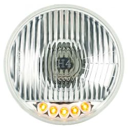 Crystal Halogen Headlight 5-3/4" With H4 Bulb And Aux LED Chevrolet C10 1960-1961