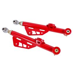 BMR Double Adjustable Rear Lower Control Arm Pair Mustang 79-98 Red Powder Coat w/ Polyurethane Bushing/ Spherical Rod End
