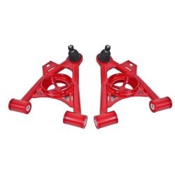 BMR Lower Control A-Arm Front Red With Spring Pocket Pair Mustang 1979-1993