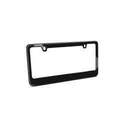 License Plate Frame Black Real Carbon Fiber Thick With 2 Holes