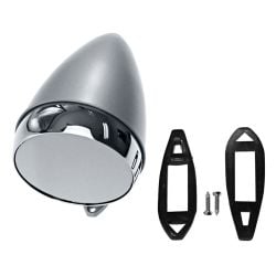 Argent Exterior Driver Side Short Base Bullet Mirror Mustang 65-68 w/ Chrome Bezel
