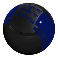 Black 2-1/8" Rally II Shift Knob Mustang 83-04 w/ Dark Blue 5-Speed Shift Pattern