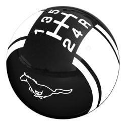 Shift Knob 2-1/8" Rally II Black With White Shift Pattern And Pony Logos 5-Speed 1983-2004