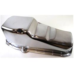 CJ Classic Trucks Oil Pan Rear Sump Deep 8" Chrome With Driver Side Dipstick Chevy Small Block 1960-1979