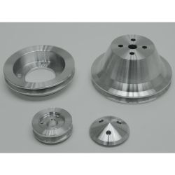 March Performance V-Belt Pulley Kit 3-Piece Polished Mustang 289/302/351W 1969-1/2-1985