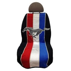 Seat Armour Seat Cover Black With Tri-Bar Running Horse Logo Mustang 1965-2022