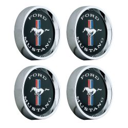 Legendary Wheel Co. Wheel Center Cap Styled Alloy Mustang Tri-Bar Black Set 1965-1973