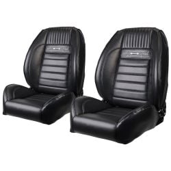 TMI Front Bucket Seat Sport II Pro-Series Low Back Pony Black Pair Mustang 1965-1966