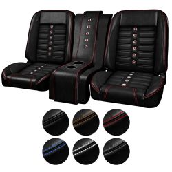 TMI Bucket Seat With Center Console Sport XR Pro-Series Low Back Black With Brackets Pair Chevrolet C10 1960-1972