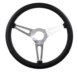 15" 6-Bolt Simulated Leather Wrapped Black Steering Wheel