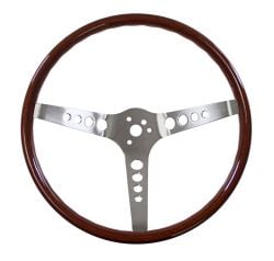 CJ Classics Steering Wheel Walnut Woodgrain 14" With 4-Hole Spokes For 3-Bolt Hubs