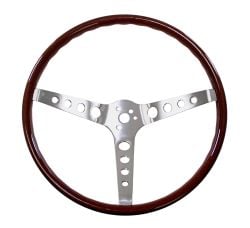 Steering Wheel Woodgrain 15" Walnut With 4-Hole Spokes For 3-Bolt Hubs