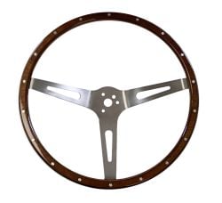 CJ Classics Steering Wheel 15" 3-Bolt Woodgrain Slotted Spokes