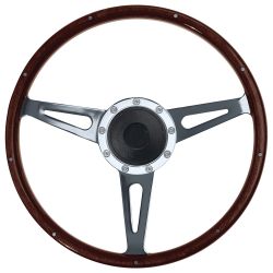 VSW Steering Wheel Kit 15" Woodgrain 1965 GT350 Style Mustang 65-66 w/ Adjustable Adapter