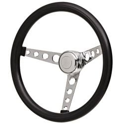 GT Performance Steering Wheel Classic 3-Spoke Foam 14-1/2" 3-Hole Bolt Pattern Chrome