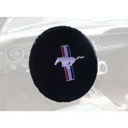 Steering Wheel Cover Black With Tri-Bar Running Horse Logo Mustang 65-26