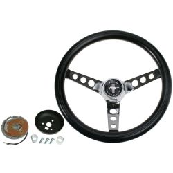 Grant 13.5” Custom Steering Wheel For 1965-1969 Mustang – Pony Badge, Black, With Installation Kit