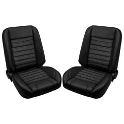 TMI Pro-Series Sport Black Vinyl Low Back Bucket Seats With Black Stitching
