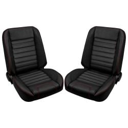 TMI Bucket Seat Set Pro-Series Sport R Low Back Black With Red Stitching