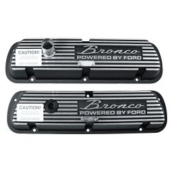 Scott Drake Valve Cover Black Aluminum With Bronco Powered By Ford Logo Pair 289/302/351W Bronco 1966-1977