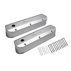 Holley Sniper Valve Cover Tall Fabricated Aluminum Silver Pair 260/289/302/351W