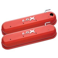 PROFORM Valve Cover Slant-Edge Chevy Orange Aluminum Tall Baffled With Raised LSX Logo Pair GM LS