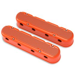 Holley Valve Cover 2-Piece Cast Aluminum With Orange Finish Pair GM LS