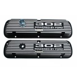 Scott Drake Valve Cover With 302 Powered By Ford Logo Wrinkle Black Pair 302