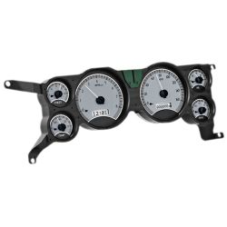 Dakota Digital Gauge Instrument Cluster Assembly VHX With Silver Alloy Style Face And White Display Mustang 1979-1986