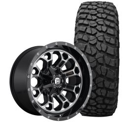 Fuel Crush Wheel And Tire Package 17” X 9” 1mm Offset Gloss Machined Double Dark Bronco 1966-1977